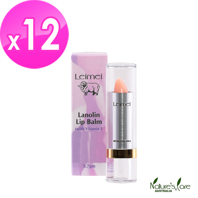 【澳洲Natures Care Leimei】綿羊油護唇膏含維他命E-12入組(3.7gm/條)