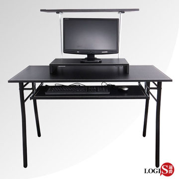 極簡風馬鞍皮層架式電腦桌/工作桌S67