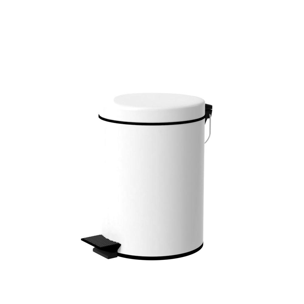 TRENY 加厚 緩降 不鏽鋼垃圾桶 5L (白)