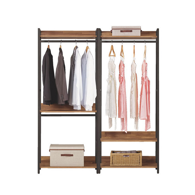 Boden-諾德5.3尺淺胡桃色組合衣櫃(雙吊+單桿)