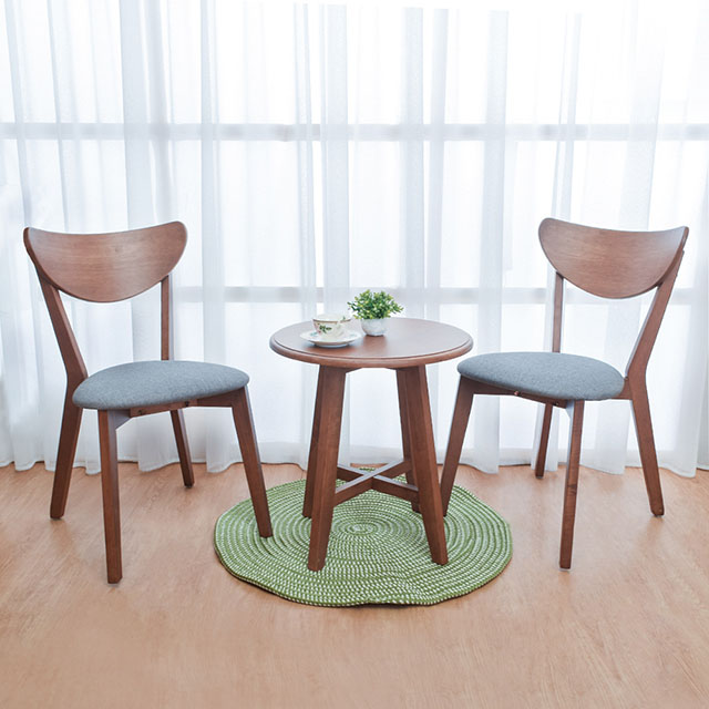 Boden-莫司實木餐椅+小茶几組合(一桌二椅)