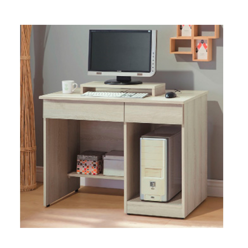 AS-凱威灰橡3.2尺電腦桌-97×54.5×75.8cm(附電腦架)
