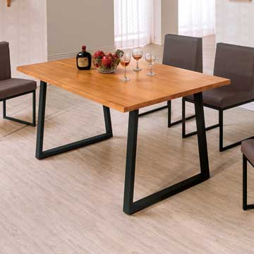 AS-皮特4.3尺實木面黑腳餐桌-130x80x75cm