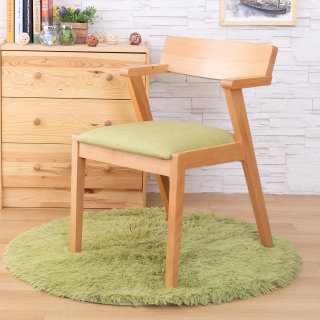 AS-比爾短扶手綠皮實木餐椅-50x60x75cm