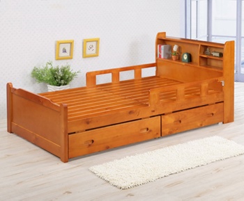 《BuyJM》奇哥書架型實木雙抽屜單人床組