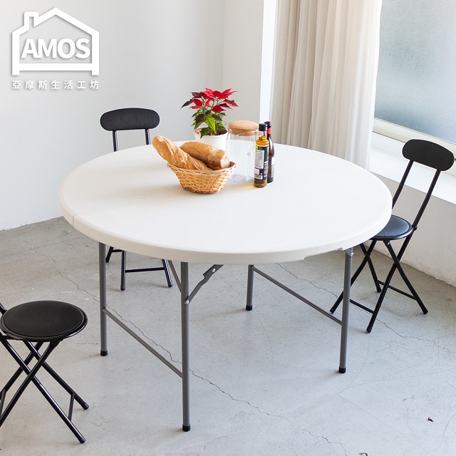 【Amos】手提摺疊戶外露營圓桌/餐桌