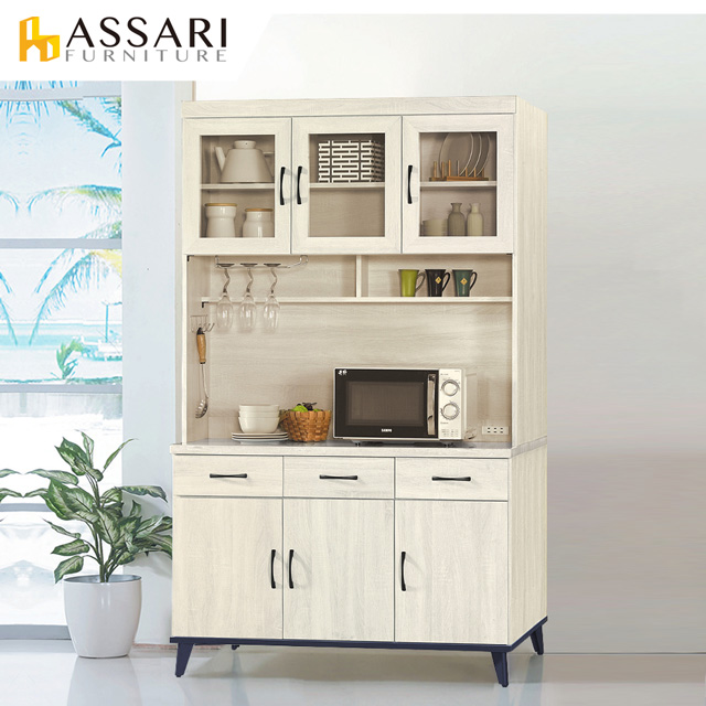 ASSARI-鋼刷白4尺餐櫃全組(寬121x深43x高202cm)