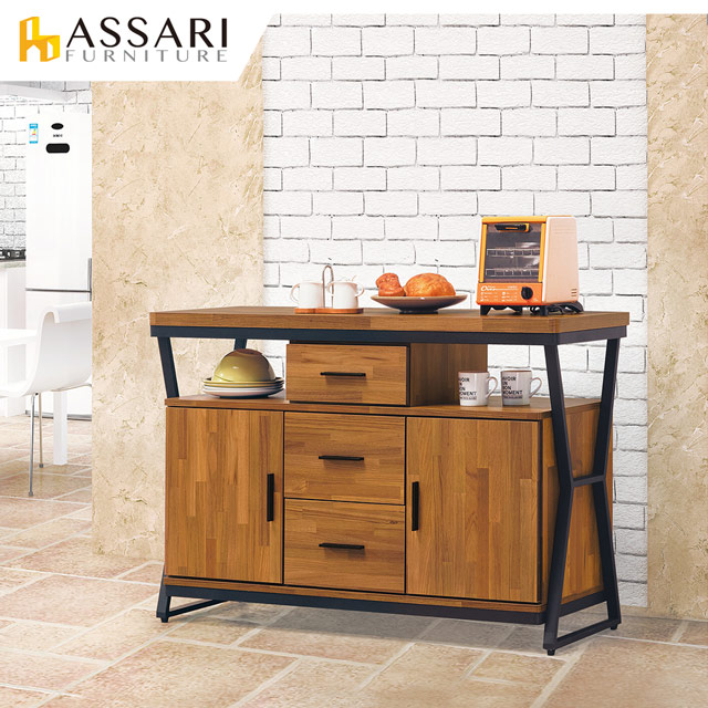 ASSARI-工業風木心板4尺餐櫃(寬120x深40x高82cm)