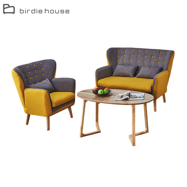 Birdie-格蘭德歐風質感雙色沙發茶几組合(1+2人座+4尺茶几)