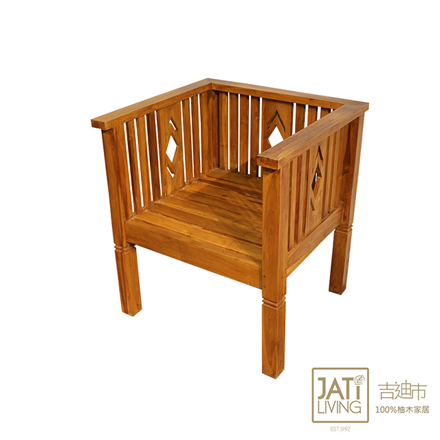 【吉迪市柚木家具】全實木簡約雕花單人椅/沙發椅 -pc
