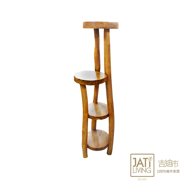 【吉迪市柚木傢俱】原木造型三層架 -pc