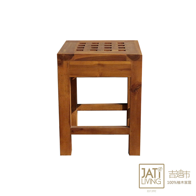 【吉迪市柚木傢俱】原木格狀方形椅/凳 -pc