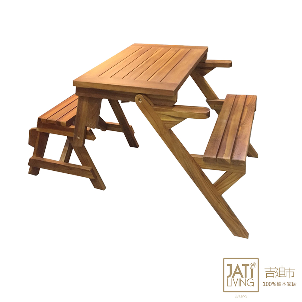 【吉迪市柚木家具】鄉村風兩用折疊桌椅-pc