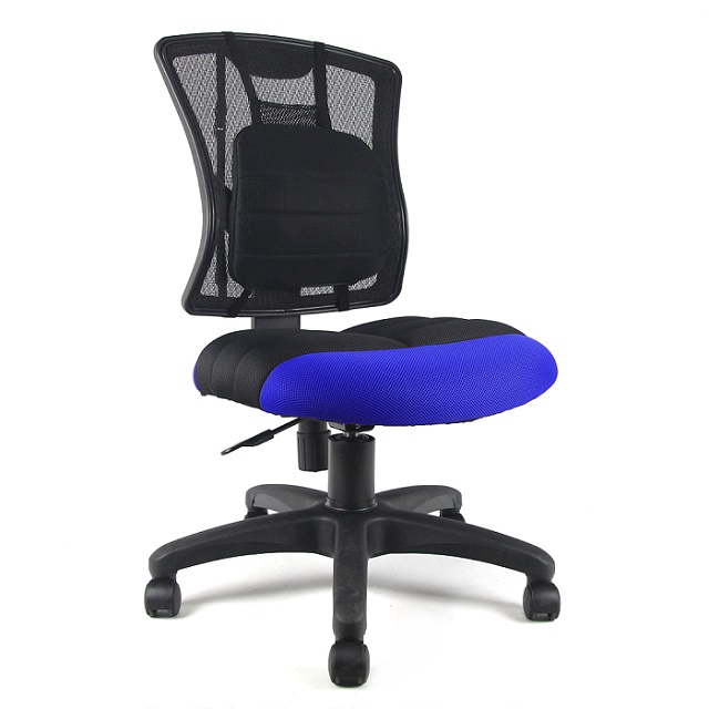 DR. AIR 體工學氣墊腰靠椅墊透氣辦公網椅-藍黑