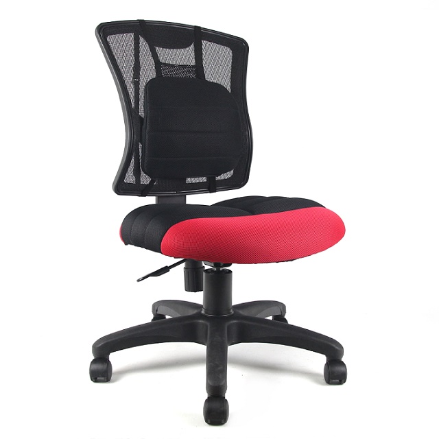 DR. AIR 體工學氣墊腰靠椅墊透氣辦公網椅-紅黑
