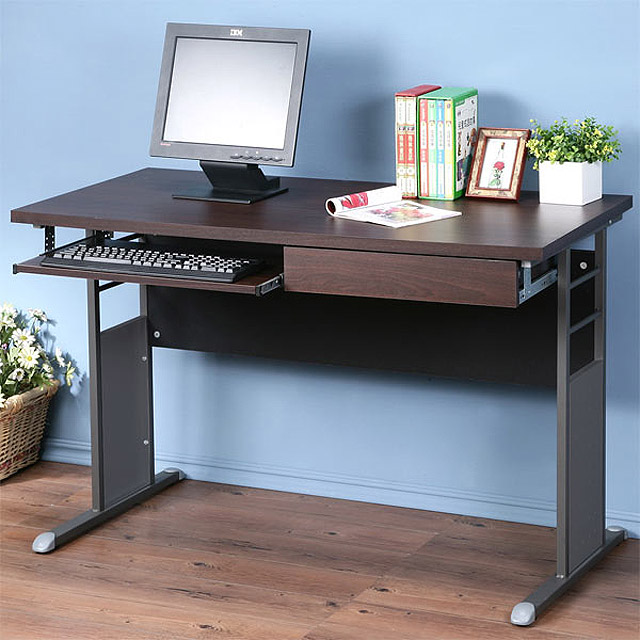 Homelike 萊斯120cm辦公桌-加厚桌面(附鍵盤、抽屜)