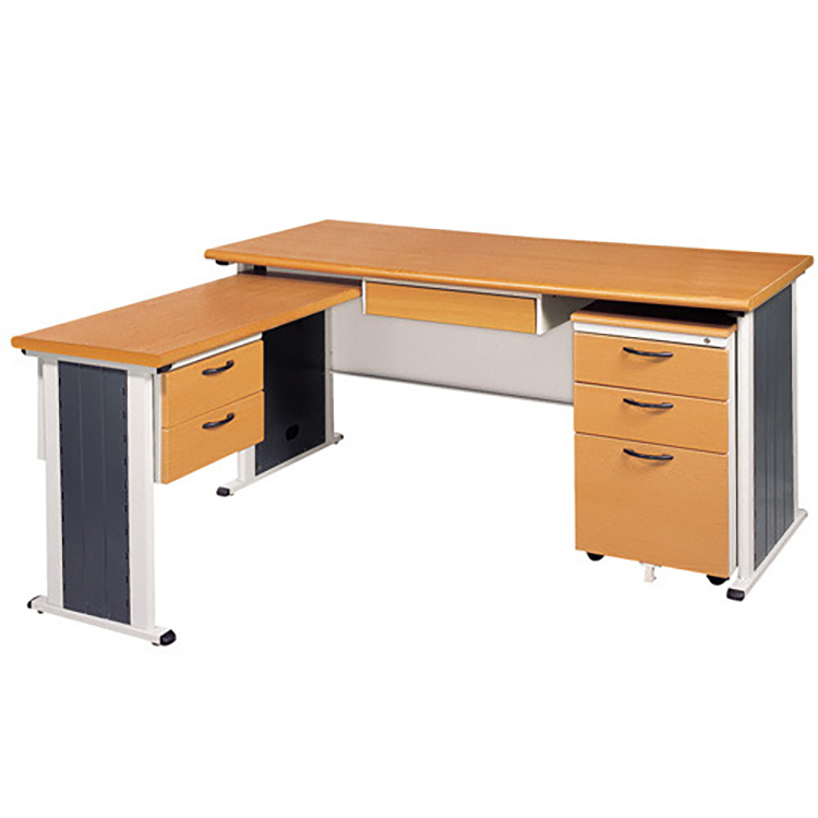 【時尚屋】SYS木紋L型辦公桌櫃組247-9(100x150)