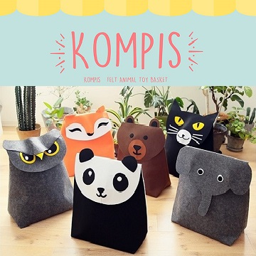 日本KOMPIS 北歐風可愛動物玩具收納箱-共六款