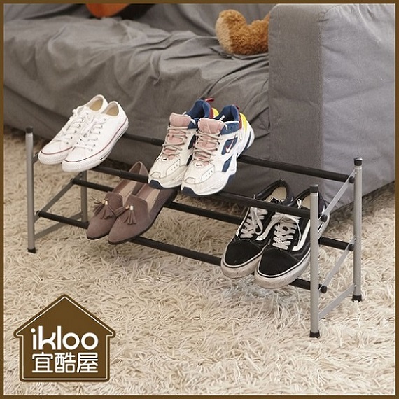 【ikloo】磨砂雙層伸縮鞋架