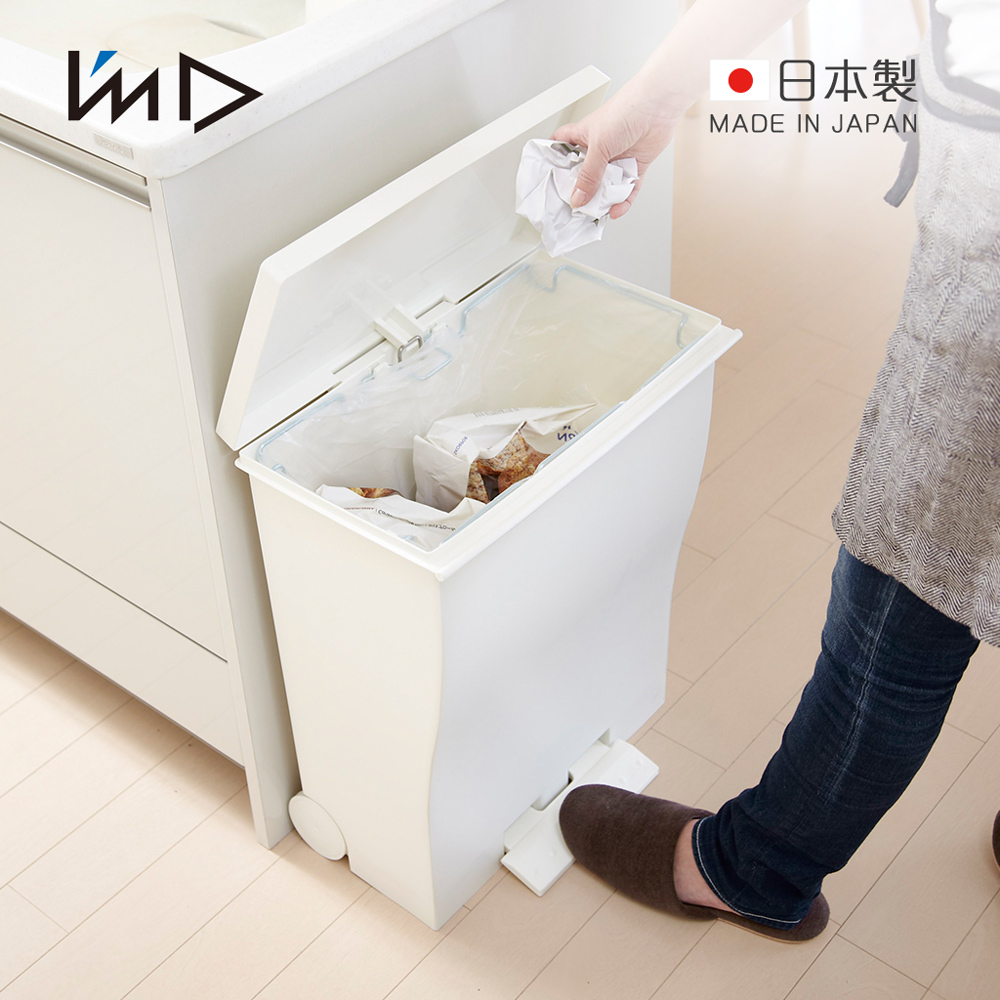 【日本巖谷Iwatani】曲線寬型可分類腳踏垃圾桶(附輪)-39L