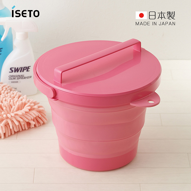 【nicegoods】日本ISETO 伸縮折疊式防滑水桶(附蓋子)-8L