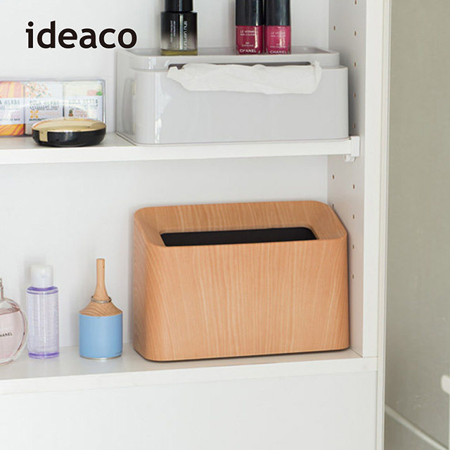 【日本IDEACO】橡木紋纖形斜口桌邊置物/垃圾桶-1.7L