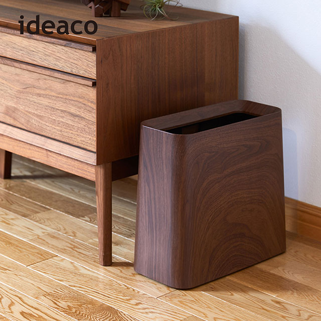 【日本IDEACO】胡桃木紋方形家用垃圾桶-11.5L