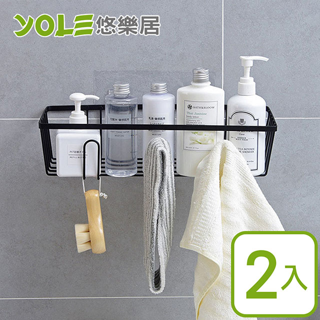【YOLE悠樂居】免釘無痕瓶罐收納架/置物架C-黑(2入)