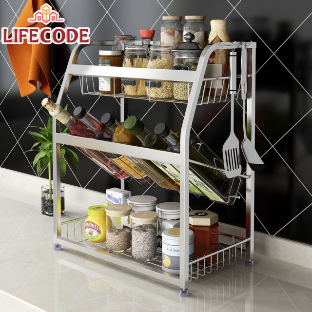 LIFECODE《收納王》304不鏽鋼-三層置物架-寬45cm