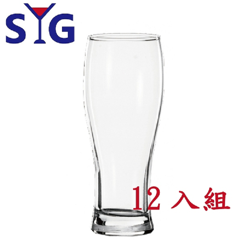 SYG玻璃曲線啤酒杯灣水杯365cc-12入組
