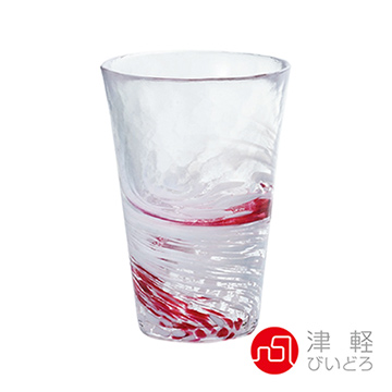 日本ADERIA津輕 漩渦玻璃飲料杯300ml-紅