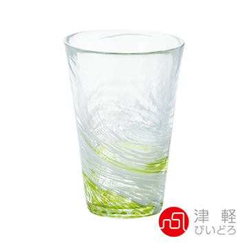 日本ADERIA津輕 漩渦玻璃飲料杯300ml-綠