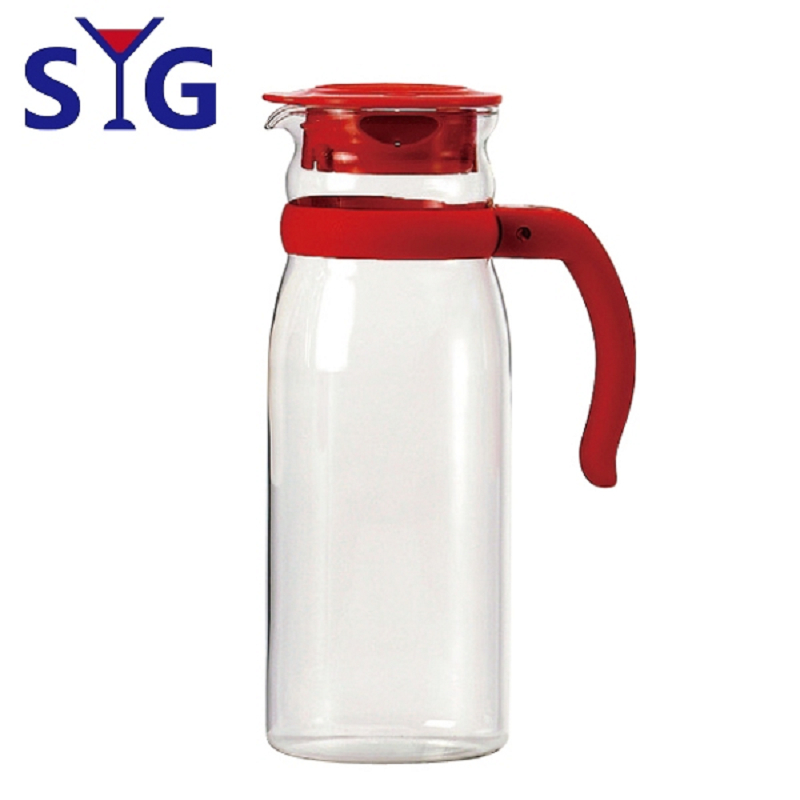SYG精緻耐熱玻璃水壺BH1215-紅蓋