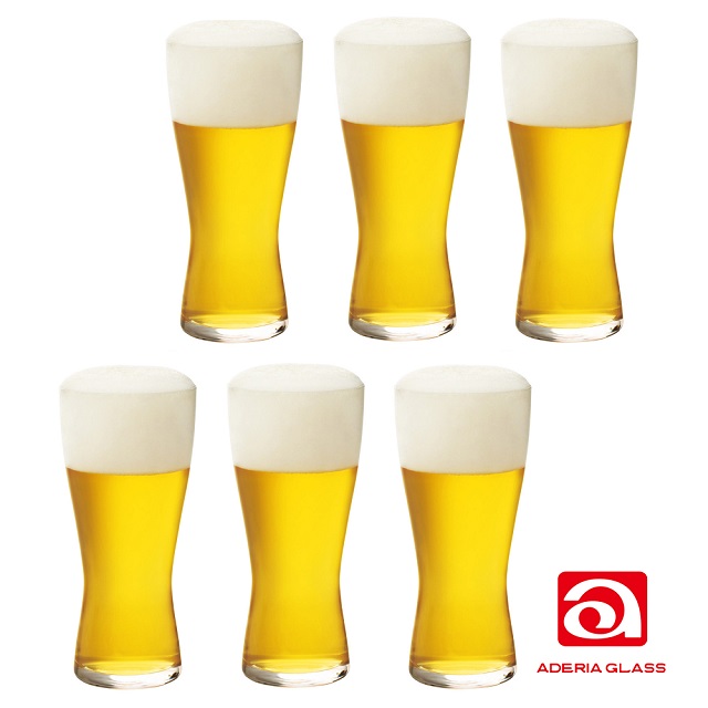 日本ADERIA 強化薄吹啤酒杯310ml-6入組