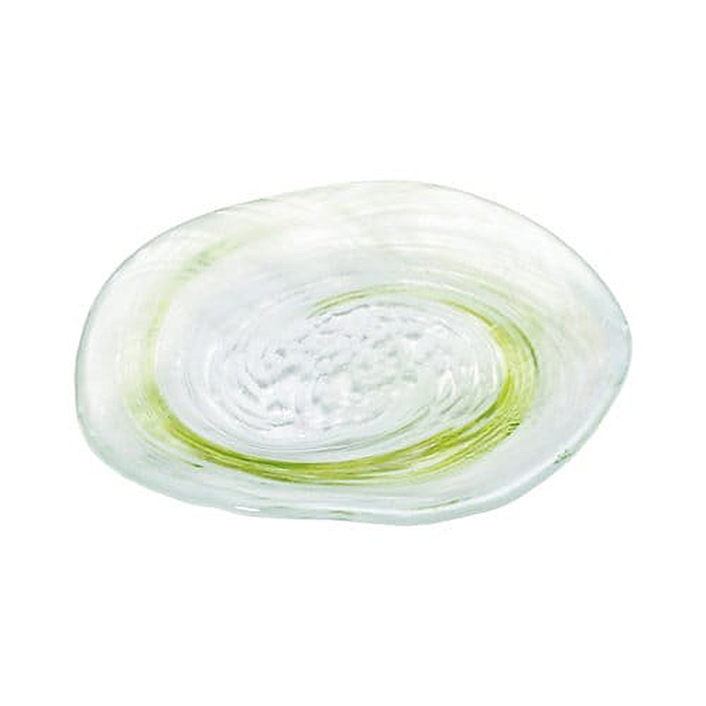 日本ADERIA津輕 漩渦玻璃盤-綠