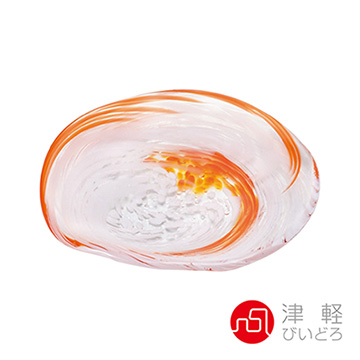 日本ADERIA津輕 漩渦玻璃盤-橘