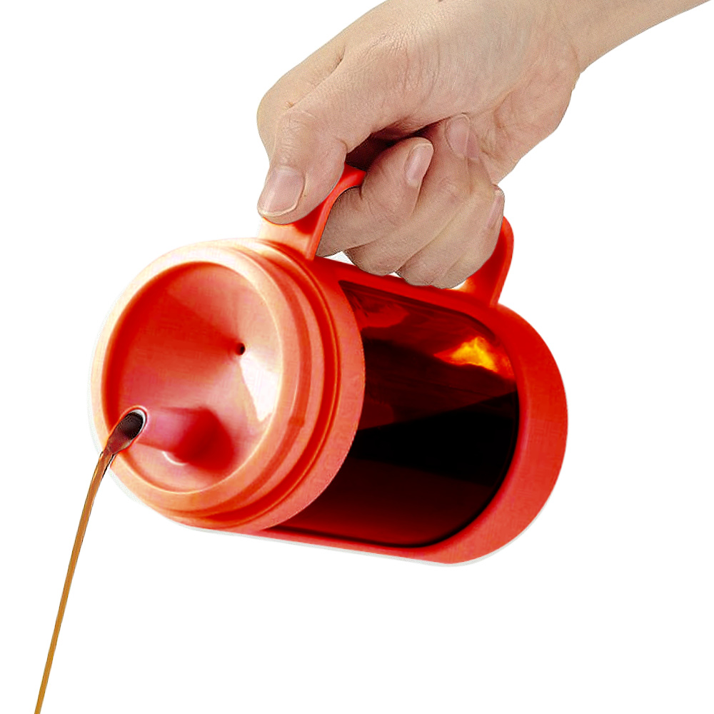 日本ASVEL油控式350ml調味油手提玻璃壺(紅色)