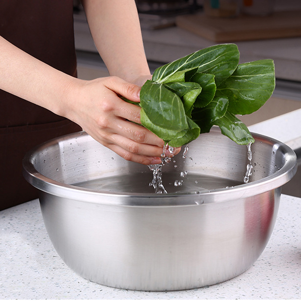 PUSH!廚房用品加厚304不鏽鋼調料盆調味缸洗菜盆和麵盆打蛋盆(30cm)D188-1