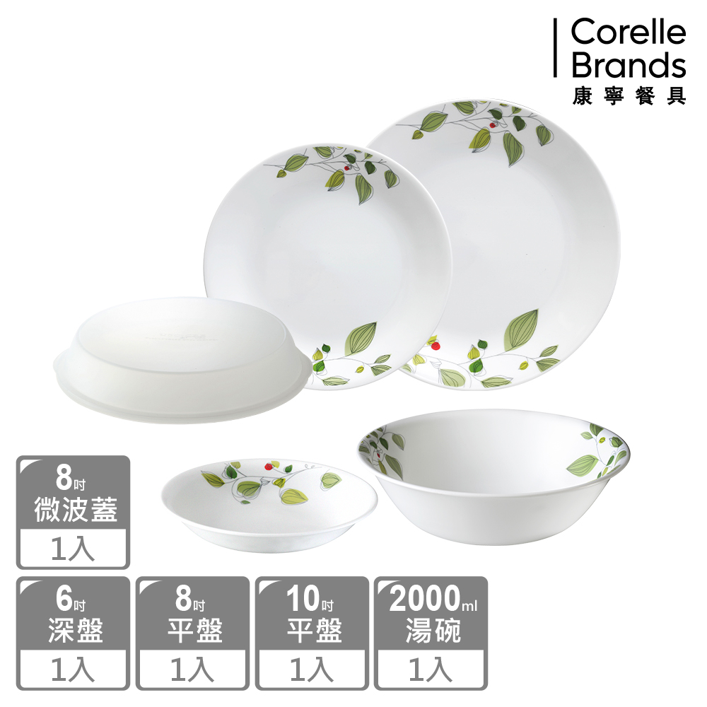 CORELLE 康寧 綠野微風5件式餐盤組-E01