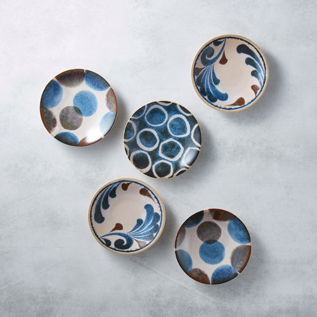 有種創意 - 日本美濃燒 - 筆青釉繪小餐盤組(5件式)
