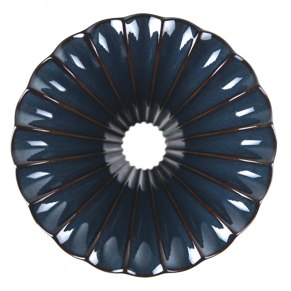 KOYO美濃燒摺摺花瓣陶瓷濾杯組合包-藍