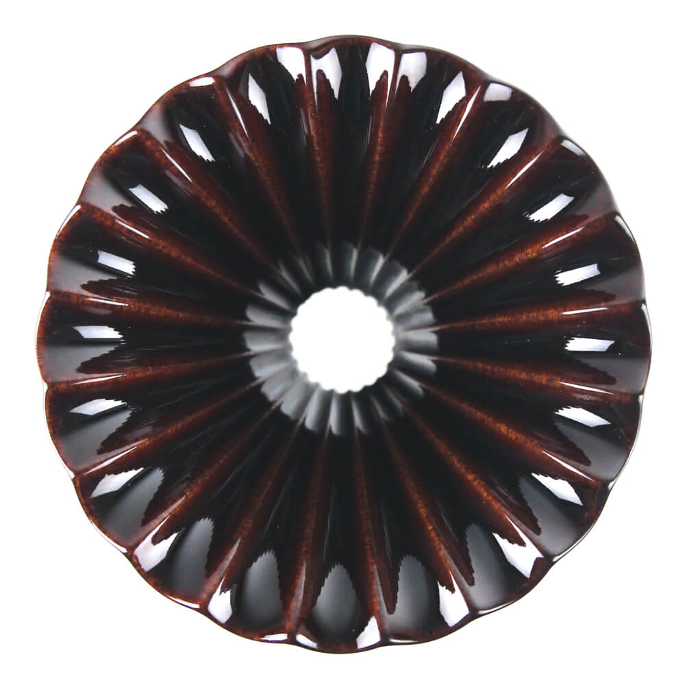 KOYO美濃燒摺摺花瓣陶瓷濾杯組合包-深褐色