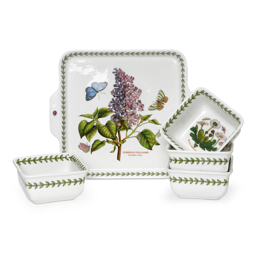 英國Portmeirion-Botanic Garden經典植物園系列-五件碗盤禮組-原裝彩盒