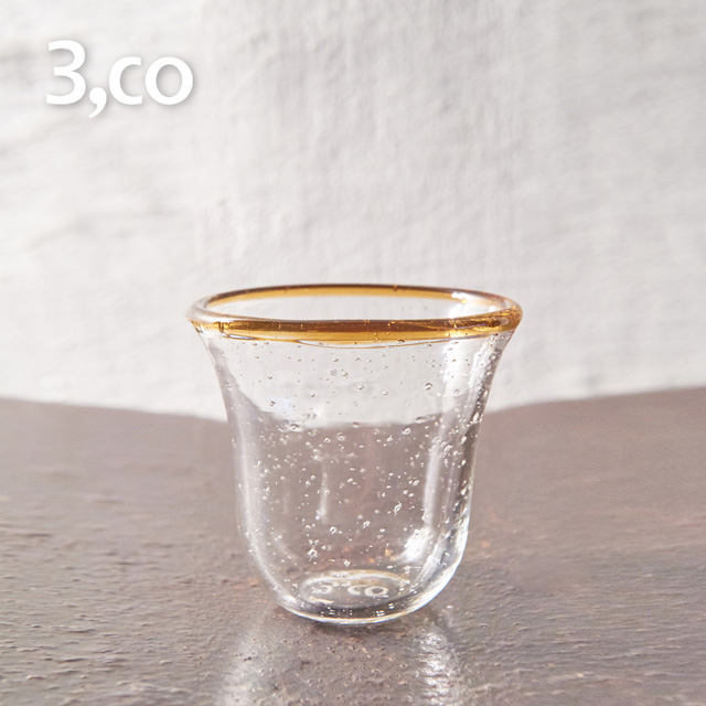 【3,co】手工氣泡感玻璃杯(小) - 茶邊