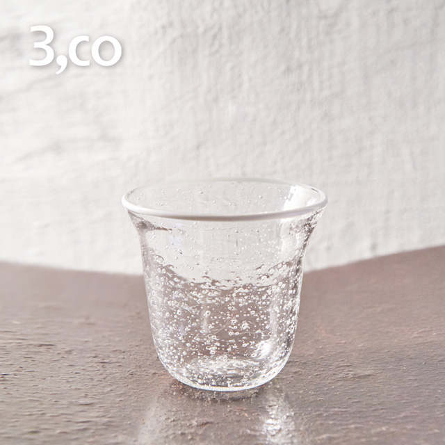 【3,co】手工氣泡感玻璃杯(小) - 白邊