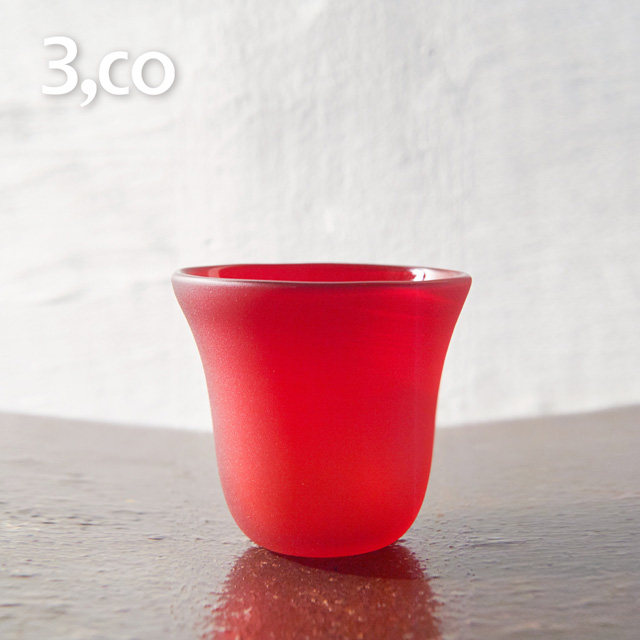 【3,co】手工彩色玻璃杯(小) - 紅