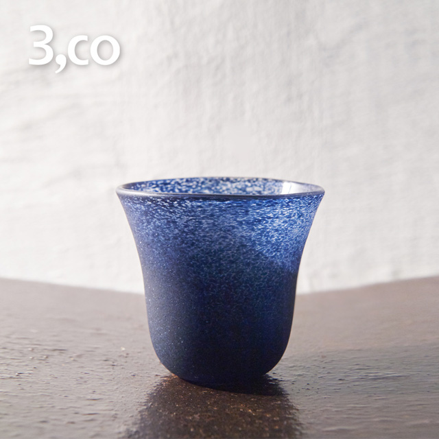 【3,co】手工彩色玻璃杯(小) - 藍