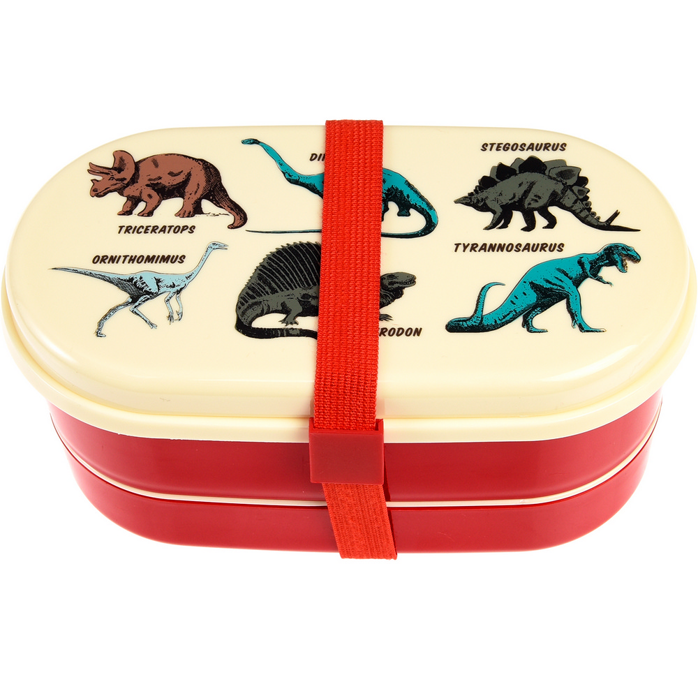 Rex LONDON 餐具+雙層兒童便當盒(恐龍)