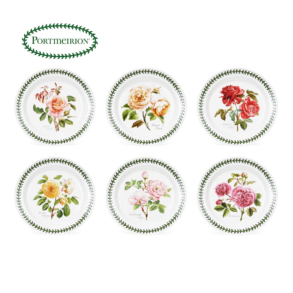 英國Portmeirion-Botanic Roses波特玫琳恩經典植物園玫瑰系列-25cm圓盤六件組