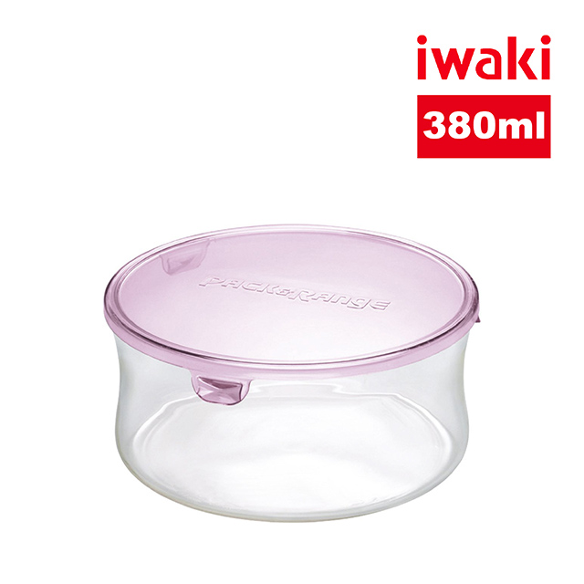 【iwaki】玻璃微波罐 380ml(圓型粉)